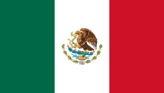 The flag of Mexico is composed of three equal vertical bands of green, white and red, with the national coat of arms centered in the white band.